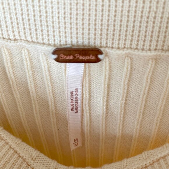 Free People Skyline Skirt Womens M Cream Ribbed Knit Midi Stretch - Picture 2 of 9